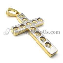 Eleganter Goldener Kreuz-Titan-Anhänger Mit Strasssteinen