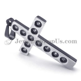 Eleganter Schwarzer Kreuz-Anhänger Aus Titan Mit Strasssteinen