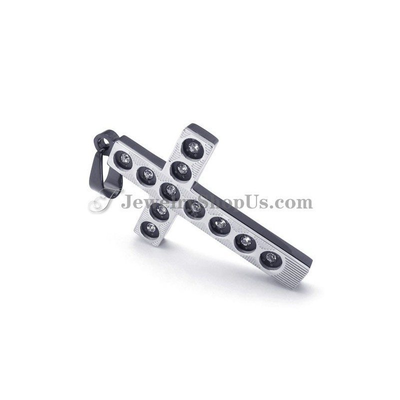Eleganter Schwarzer Kreuz-Anhänger Aus Titan Mit Strasssteinen Eleganter Schwarzer Kreuz-Anhänger Aus Titan Mit Strasssteinen