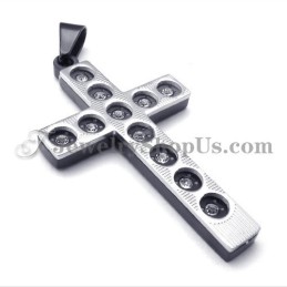 Eleganter Schwarzer Kreuz-Anhänger Aus Titan Mit Strasssteinen