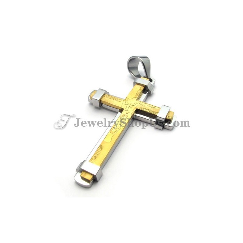 Wunderschöner Kreuzanhänger Aus Titan In Gold Und Silber Wunderschöner Kreuzanhänger Aus Titan In Gold Und Silber