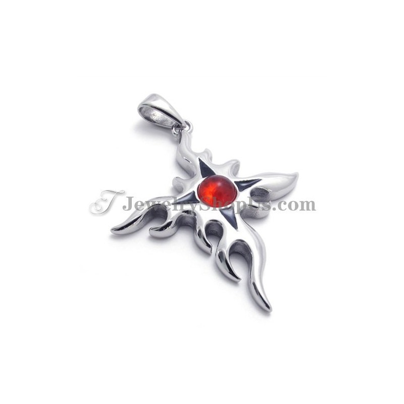 Modischer Titan-Anhänger Mit Rotem Zirkon Modischer Titan-Anhänger Mit Rotem Zirkon
