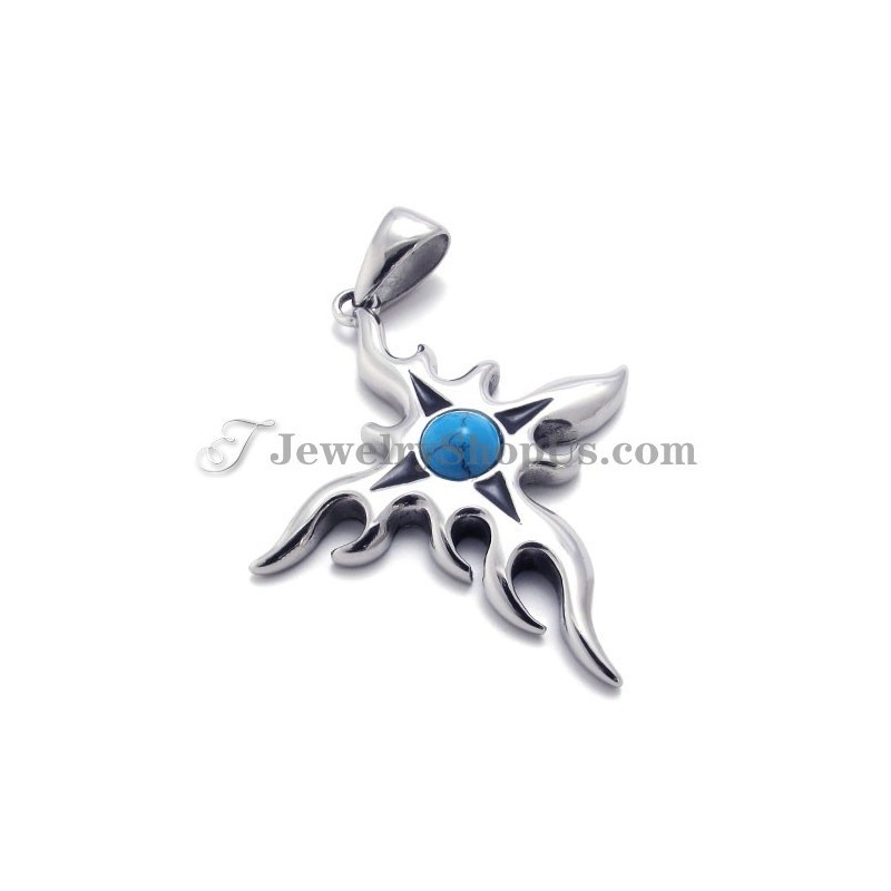 Modischer Titan-Anhänger Mit Blauem Zirkon Modischer Titan-Anhänger Mit Blauem Zirkon