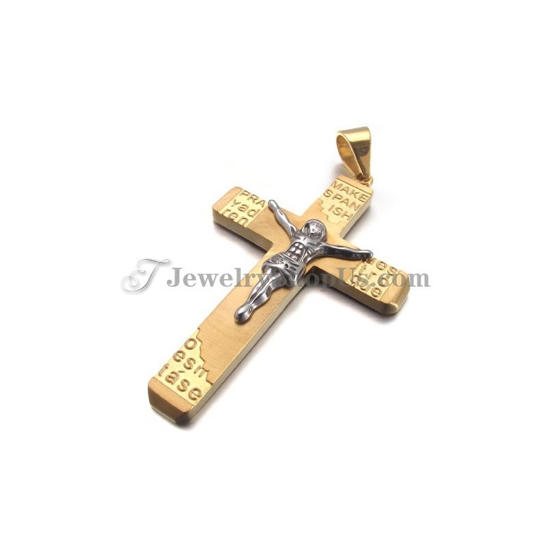 Wunderschöner Anhänger Kreuz Jesu Aus Goldenem Titan Wunderschöner Anhänger Kreuz Jesu Aus Goldenem Titan