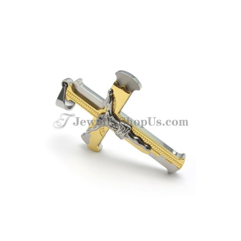 Klassischer Gold-Titan-Kreuz-Jesu-Anhänger Klassischer Gold-Titan-Kreuz-Jesu-Anhänger