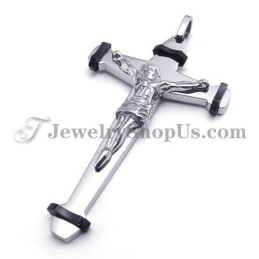 Eleganter Schwarzer Titan-Jesus-Kreuz-Anhänger
