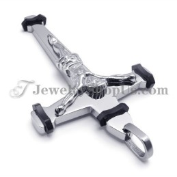 Eleganter Schwarzer Titan-Jesus-Kreuz-Anhänger