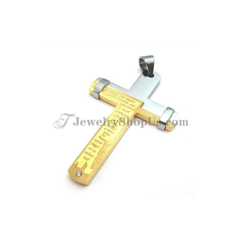 Eleganter Goldener Titan-Kreuzanhänger Mit Strass Eleganter Goldener Titan-Kreuzanhänger Mit Strass