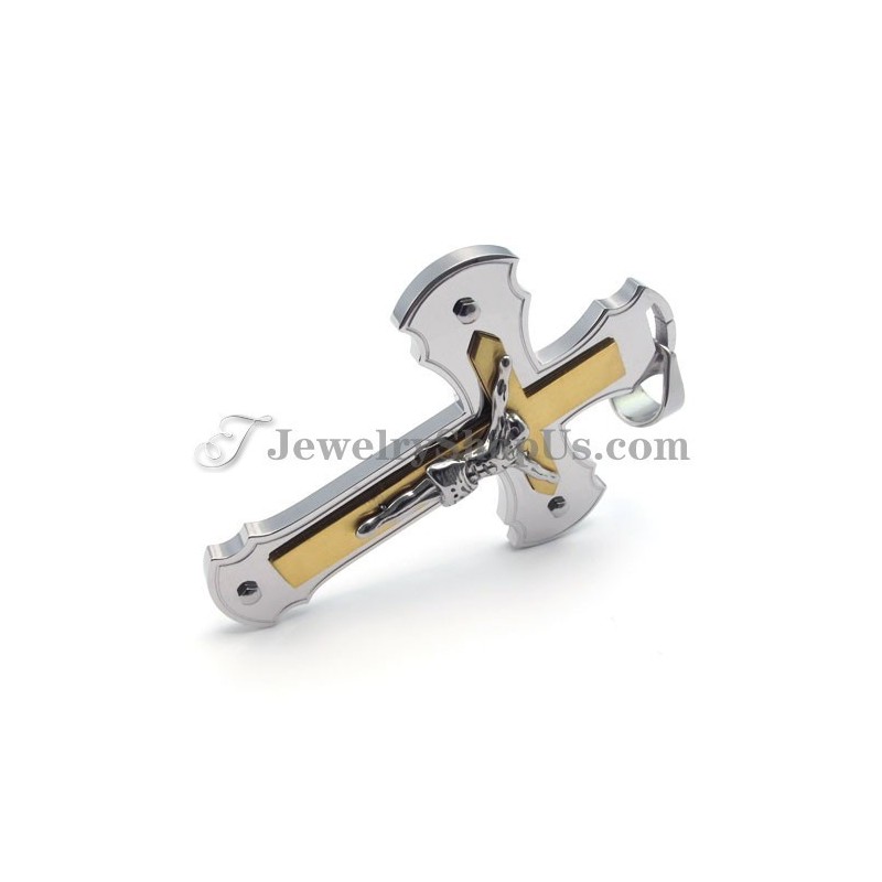 Klassischer Jesuskreuz-Anhänger Aus Gold Und Titan Klassischer Jesuskreuz-Anhänger Aus Gold Und Titan