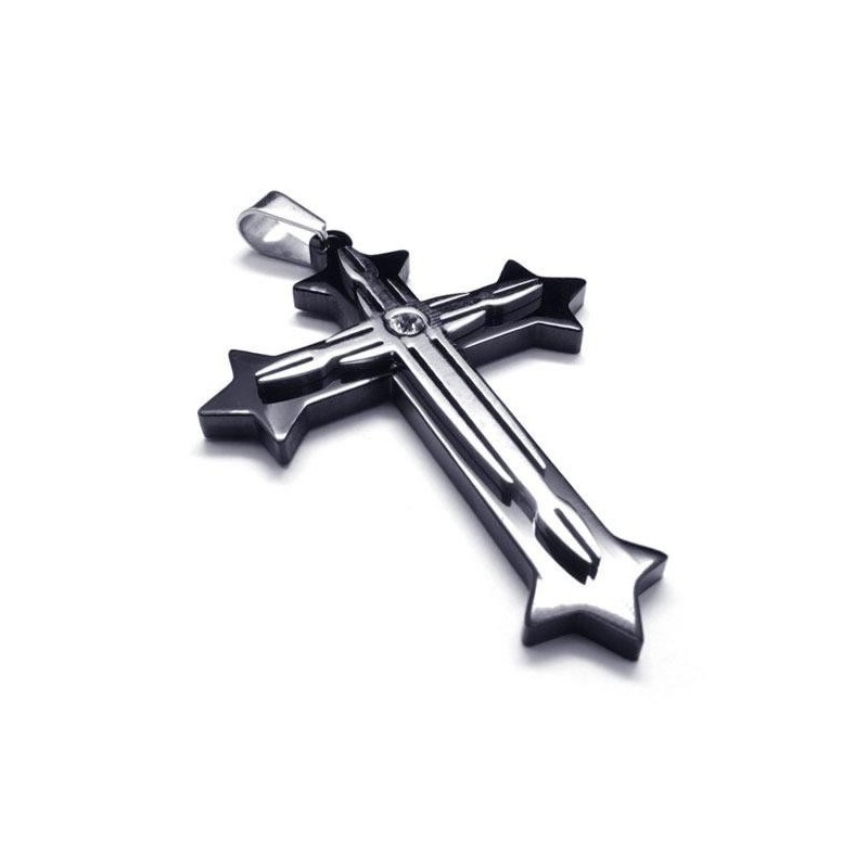 Schwarze Herren-Halskette Mit Kreuzanhänger Aus Reinem Titan (Neu) Schwarze Herren-Halskette Mit Kreuzanhänger Aus Reinem Titan (Neu)