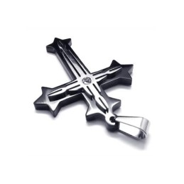 Schwarze Herren-Halskette Mit Kreuzanhänger Aus Reinem Titan (Neu)