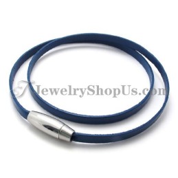 Modisches Blaues Lederarmband Mit Titan
