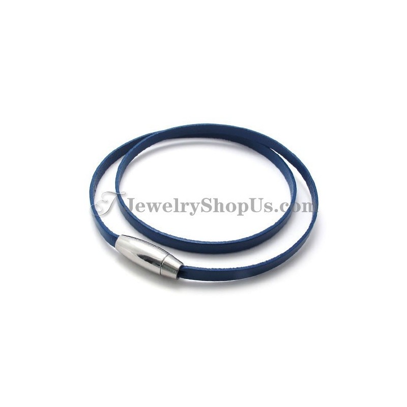 Modisches Blaues Lederarmband Mit Titan Modisches Blaues Lederarmband Mit Titan