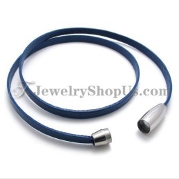 Modisches Blaues Lederarmband Mit Titan
