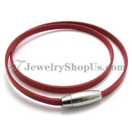Modisches Rotes Lederarmband Mit Titan
