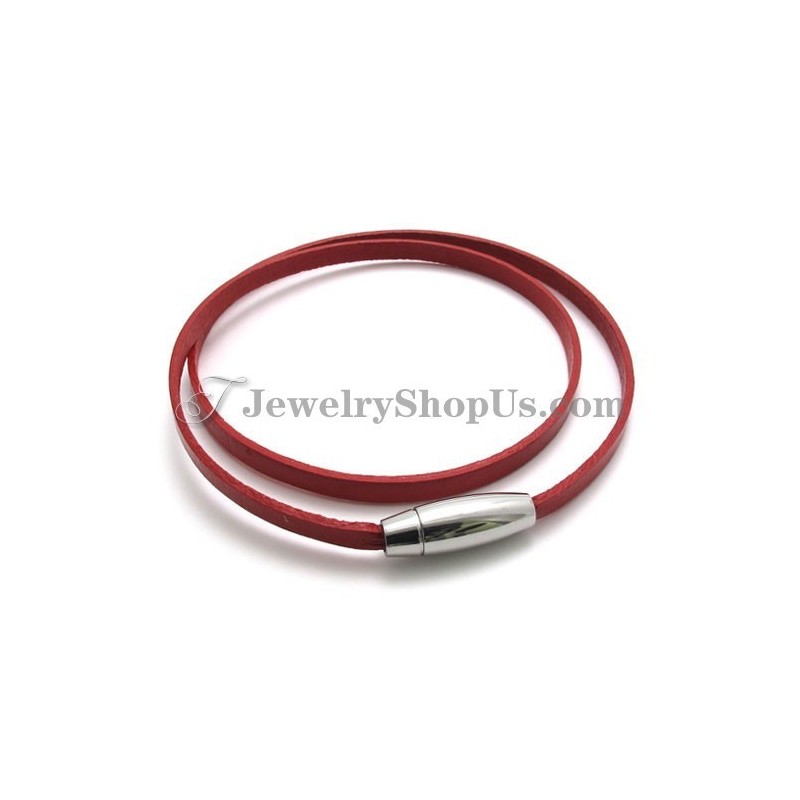 Modisches Rotes Lederarmband Mit Titan Modisches Rotes Lederarmband Mit Titan