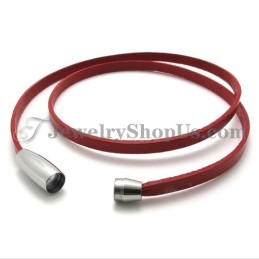 Modisches Rotes Lederarmband Mit Titan