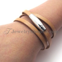Modisches Braunes Lederarmband Mit Titan