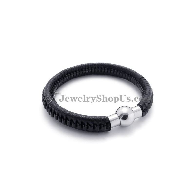 Elegantes Schwarzes Titan- Und Lederarmband Elegantes Schwarzes Titan- Und Lederarmband