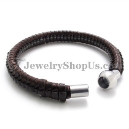 Elegantes Braunes Titan- Und Lederarmband
