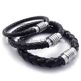 Elegantes Schwarzes Titan- Und Lederarmband