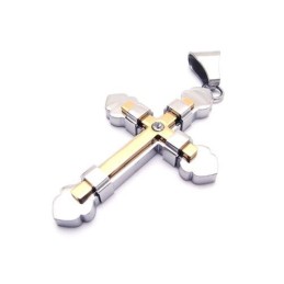 Goldener Kreuz-Halskettenanhänger Aus Reinem Titan Für Herren (Neu)