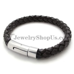 Modisches Armband Aus Braunem Leder Und Titan