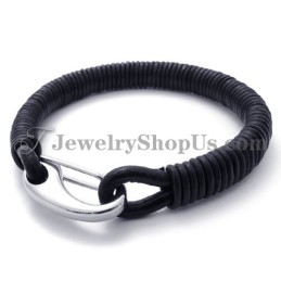 Modisches Schwarzes Lederarmband Aus Titan