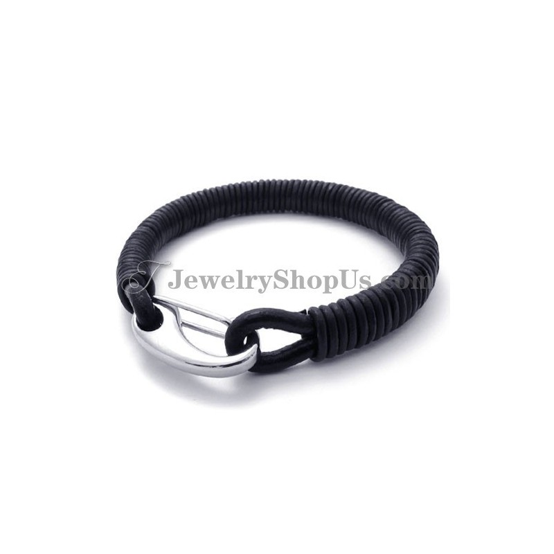 Modisches Schwarzes Lederarmband Aus Titan Modisches Schwarzes Lederarmband Aus Titan