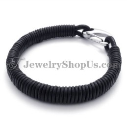 Modisches Schwarzes Lederarmband Aus Titan