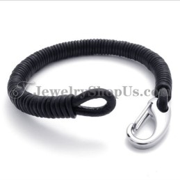 Modisches Schwarzes Lederarmband Aus Titan