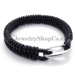 Elegantes Leder-Titan-Armband