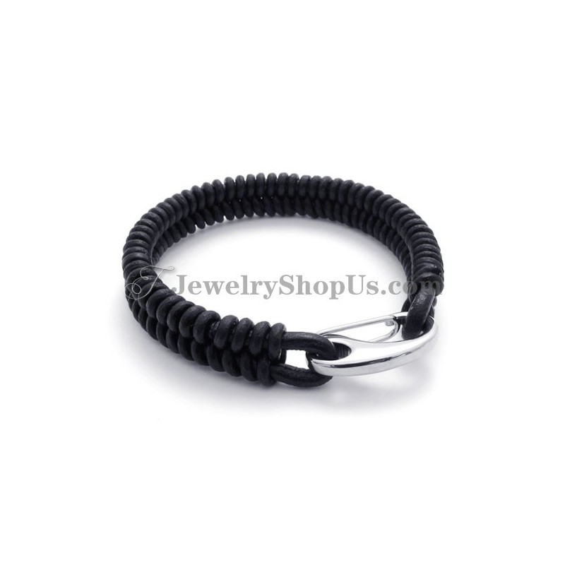 Elegantes Leder-Titan-Armband Elegantes Leder-Titan-Armband