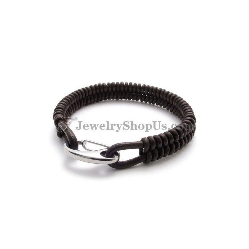 Wunderschönes Braunes Armband Aus Titan Und Leder Wunderschönes Braunes Armband Aus Titan Und Leder