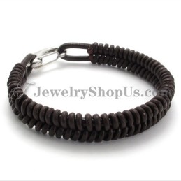Wunderschönes Braunes Armband Aus Titan Und Leder