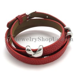 Modisches Rotes Lederarmband Mit Titan