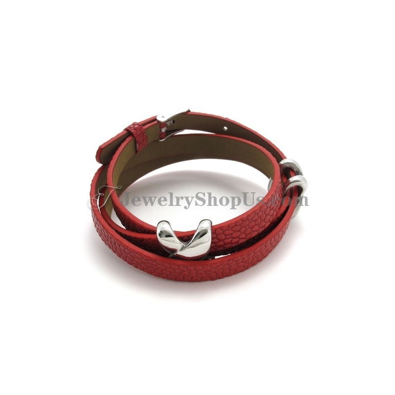 Modisches Rotes Lederarmband Mit Titan Modisches Rotes Lederarmband Mit Titan