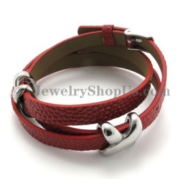 Modisches Rotes Lederarmband Mit Titan