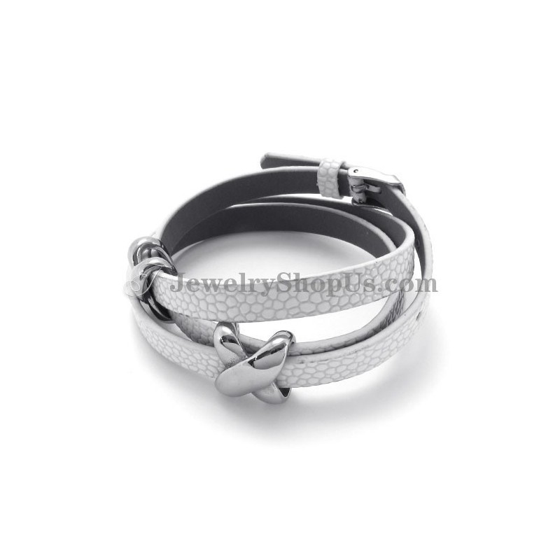 Modisches Weißes Lederarmband Mit Titan Modisches Weißes Lederarmband Mit Titan