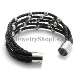 Modisches Braunes Lederarmband Mit Titan