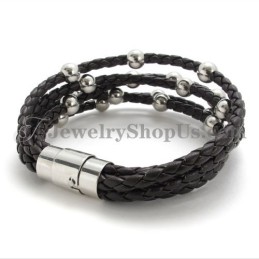 Modisches Braunes Lederarmband Mit Titan