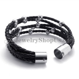 Modisches Schwarzes Lederarmband Mit Titan