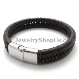 Elegantes Braunes Titan Mit Lederarmband