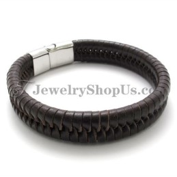 Elegantes Braunes Titan Mit Lederarmband
