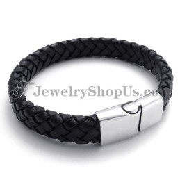 Elegantes Schwarzes Titan Mit Lederarmband