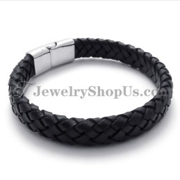 Elegantes Schwarzes Titan Mit Lederarmband