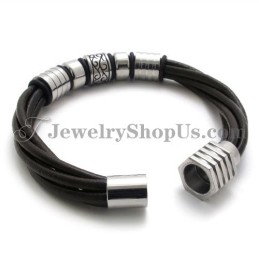 Modisches Armband Aus Braunem Leder Und Titan