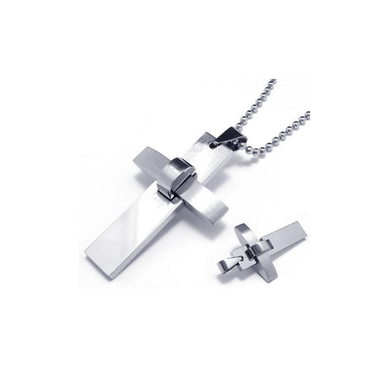 Halskette Mit Kreuzanhänger Aus Reinem Titan Für Herren Und Jungen, Silberfarben Halskette Mit Kreuzanhänger Aus Reinem Titan Für Herren Und Jungen, Silberfarben