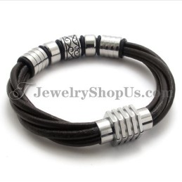 Modisches Armband Aus Braunem Leder Und Titan