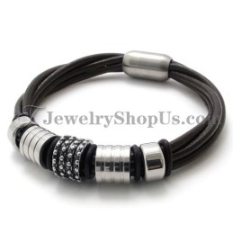 Elegantes Braunes Lederarmband Mit Titan